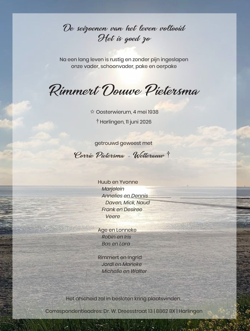 Rouwadvertentie R.D. Pietersma