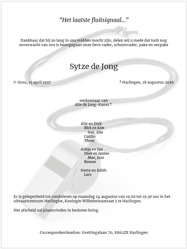 sytse de jong kaart