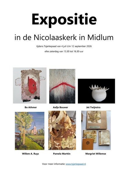 Expositie in de Nicolaaskerk in Midlum tijdens Tsjerkepaad 2026