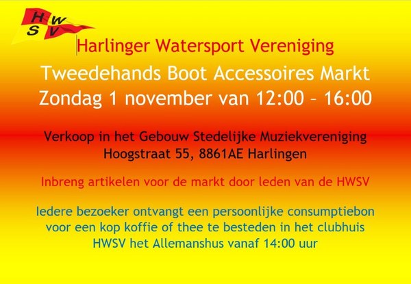 Harlinger Watersport Vereniging organiseert Tweedehands Bootaccessoires Markt