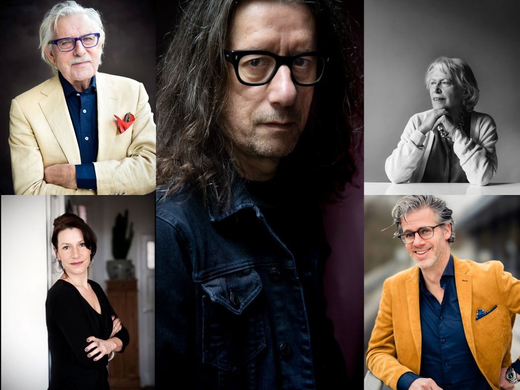 Herman Brusselmans, Jan en Janneke Siebelink en Huub van der Lubbe op Literair Festival Harlingen