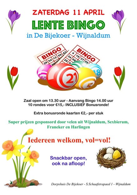 Lente Bingo in De Bijekoer in Wijnaldum