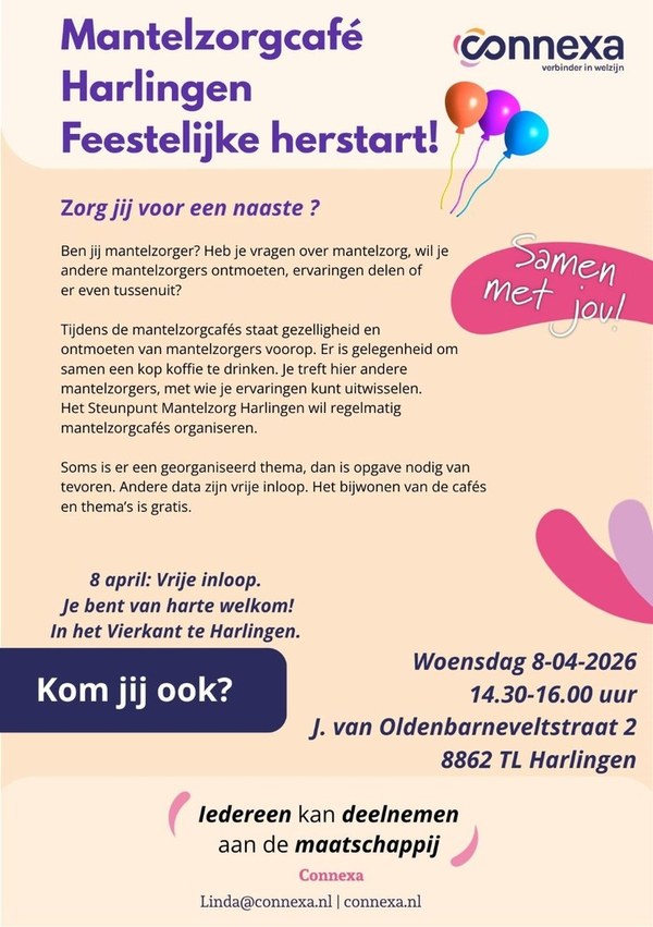 Mantelzorgcafé Harlingen maakt feestelijke herstart