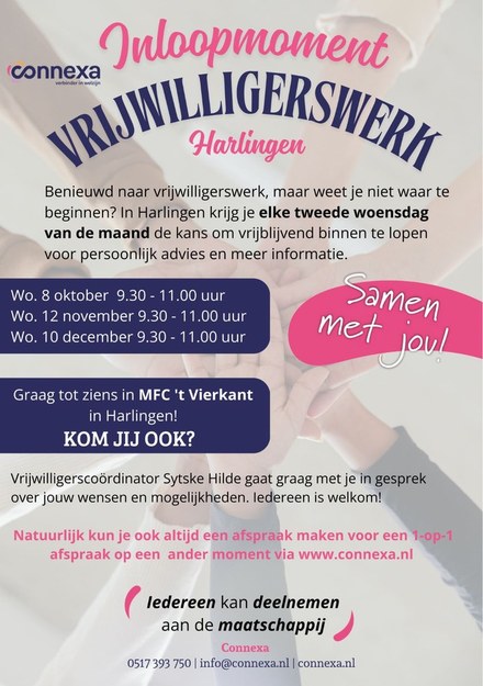 Ontdek vrijwilligerswerk in Harlingen, loop binnen zonder afspraak