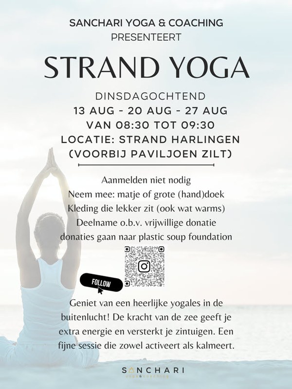 Yogalessen op het Harlinger Strand