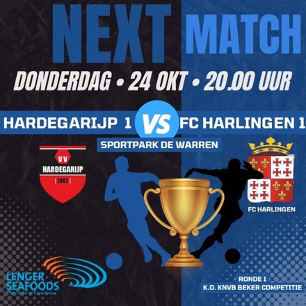 Fc Harlingen naar Hardegarijp voor knock-outfase bekercompetitie