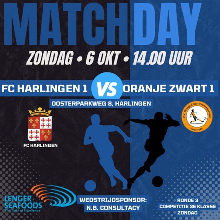 Fc Harlingen ontvangt Oranje Zwart