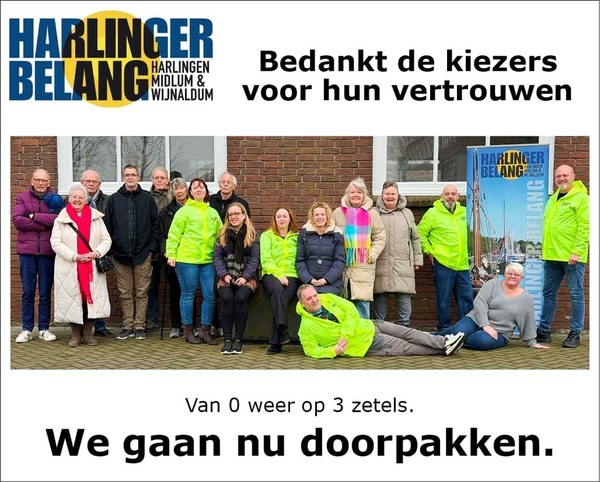 Harlinger Belang: Kiezers bedankt!