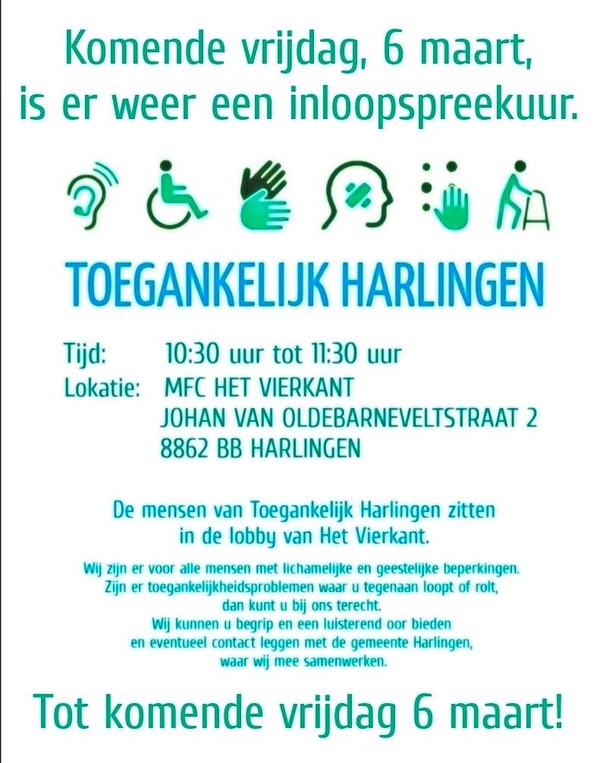 Inloopinloopspreekuur Toegankelijk Harlingen