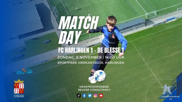 Koploper fc Harlingen ontvangt De Blesse