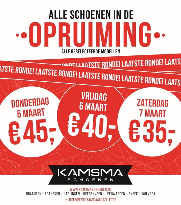 Laatste ronde opruiming bij Kamsma Schoenen