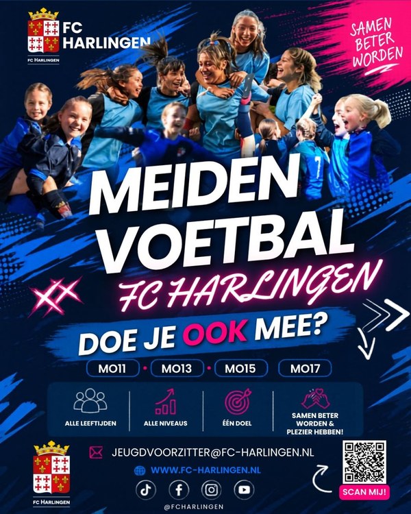 Meidenvoetbal bij fc Harlingen, doe je mee?