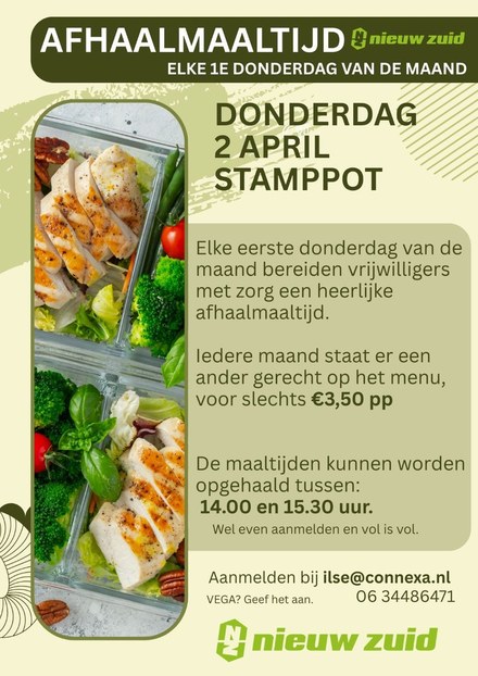 Nieuw project in Nieuw Zuid: Maandelijkse afhaalmaaltijd voor €3,50