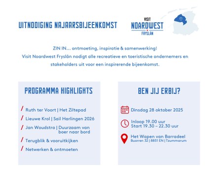 Uitnodiging Najaarsbijeenkomst Visit Noardwest Fryslân