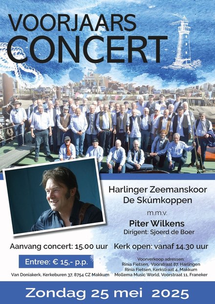 Voorjaarsconcert van De Skúmkoppen in Makkum, met speciale gast Piter Wilkens