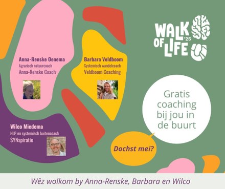 Wandel mee in Friesland van 10 t/m 12 oktober voor gratis mentale en sociale steun tijdens de Walk of Life.